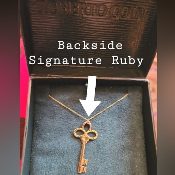 ROBERTO COIN HTF 18kt Gold Chain KEY Pendant .21 kt Diamonds 16" Necklace - Picture 3 of 12